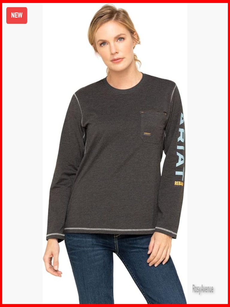 Long Sleeve Work T-Shirt With Pocket Ribbed Crew Neck